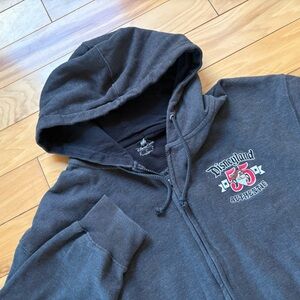 DISNEYLAND Full Zip Grumpy Hoodie Adult Sz L Gray Disney Parks 1955 Sweatshirt